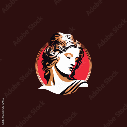 Greek woman statue logo vector illustration