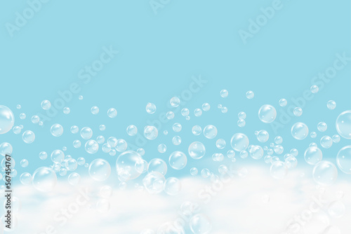 Bath foam background. Shampoo bubbles texture.Sparkling shampoo and bath lather vector illustration.