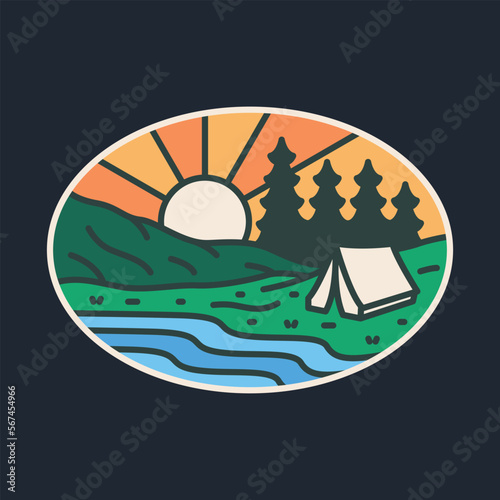 Camping and sunrise graphic illustration vector art t-shirt design