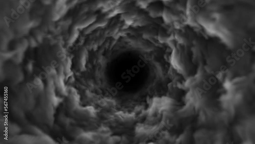swirl rotate tunnel illustration of clouds background texture. circular cloud. Fantasy clouds, infinity way in tunnel clouds. Spiral clouds.3d animation render.
