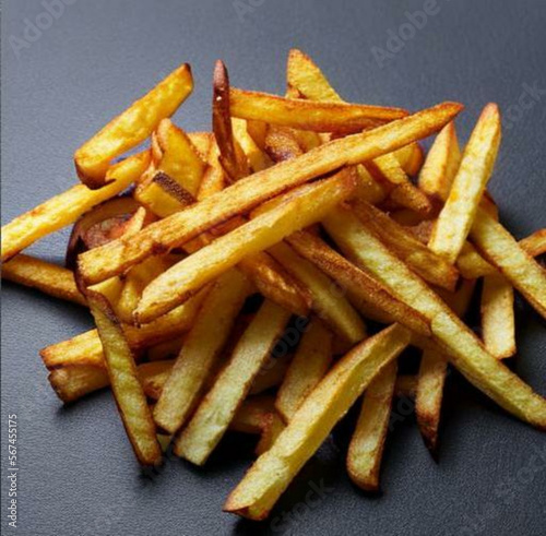 french fries on a white background - French Fries Food - Generative AI
