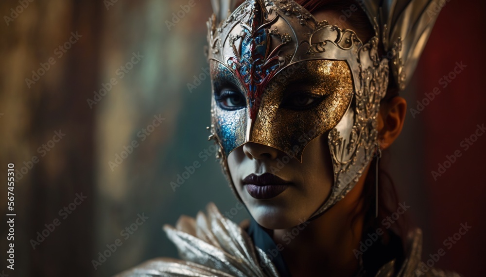 Woman in Carnival Mask, Mardi Gras celebration illustration generative ai Woman in Carnival Mask, Mardi Gras celebration illustration generative ai