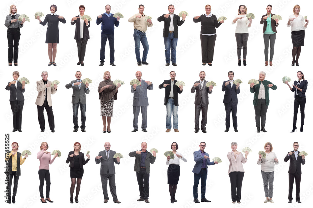 group of successful business people with money isolated group of successful business people with money isolated