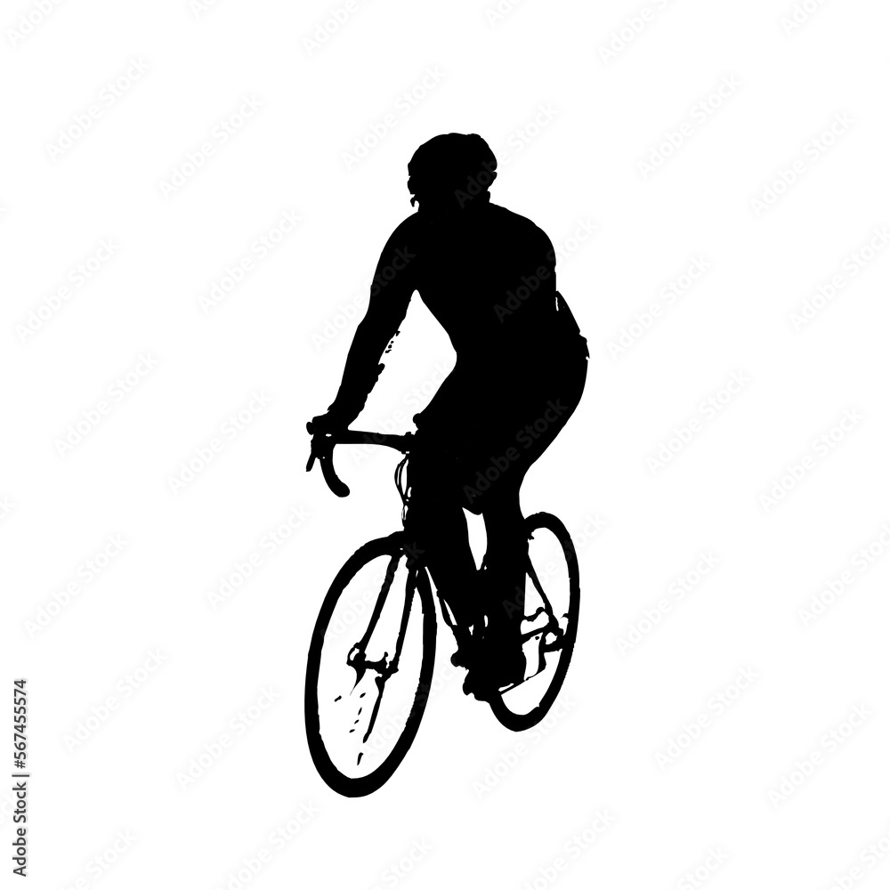 Obraz premium silhouette of person riding bicycle with transparent background
