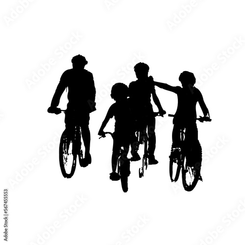 silhouette of person riding bicycle with transparent background