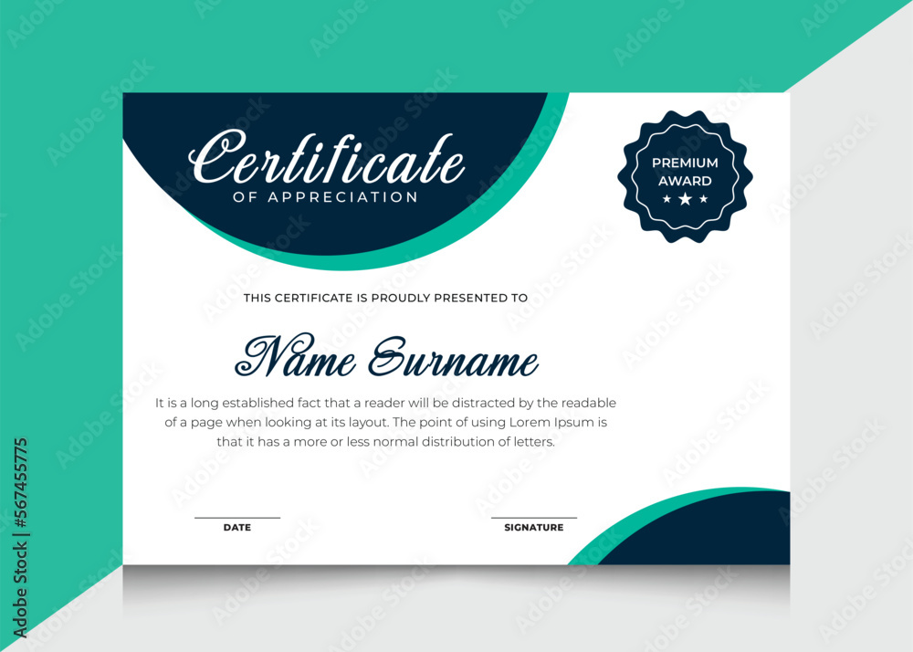 Professional award certificate template design. Professional award certificate template design.