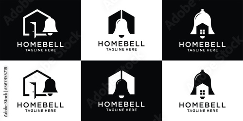 logo design home with bell combined creative template
