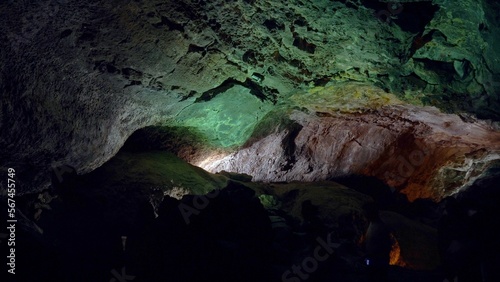 Europe, Spain, Lanzarote, Canary Islands 2023 - Cueva de los Verdes ( Cave of the Greens ) is a lava tube and tourist attraction of the Haria municipality, tourist attraction in biosfere reserve