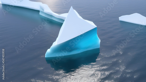 large iceberg floating in the polar sea  Generative AI