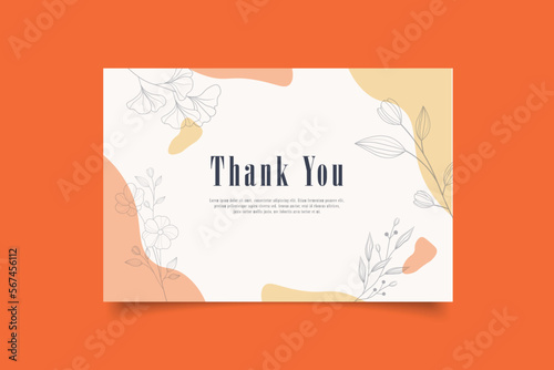 thank you card template design with abstract minimalist background