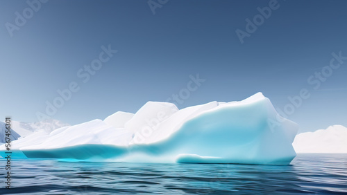 large iceberg floating in the polar sea  Generative AI