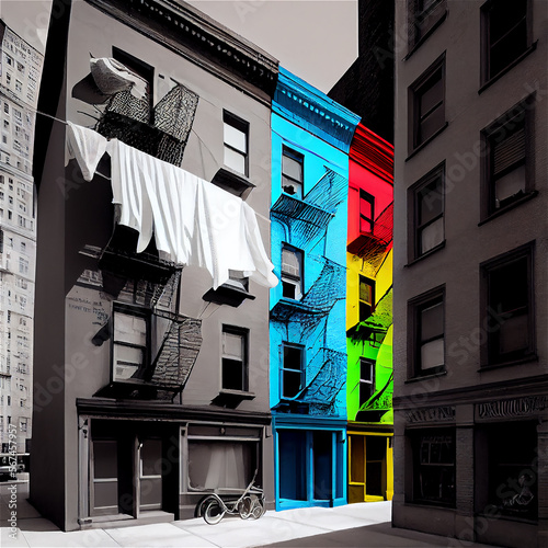 Drab black and white city  ...