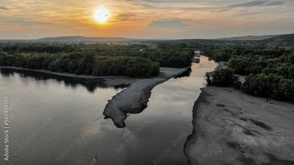 sunset over the river
