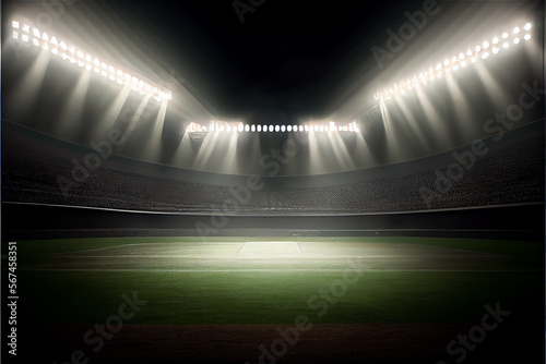 Huge empty stadium, illumin...