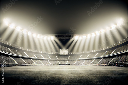 Huge empty stadium, illumin...