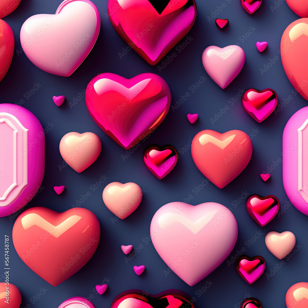 valentine hearts background - generative AI illustration