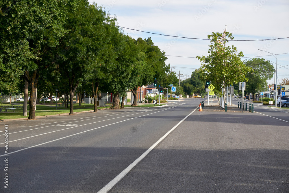 Late afternoon High Street in the Historic Gold mining town of Heathcote