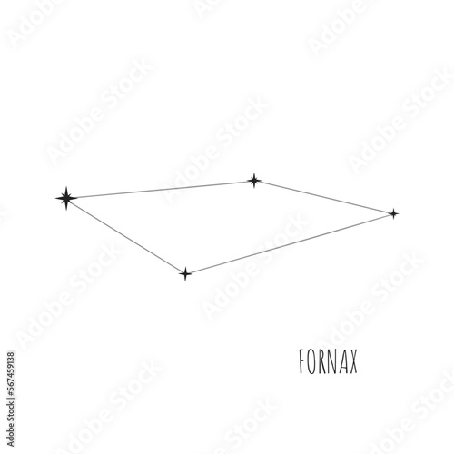 Simple constellation scheme Fornax.   Doodle, sketch, drawn style. Constellation Fornax scheme collection. Stars on white background