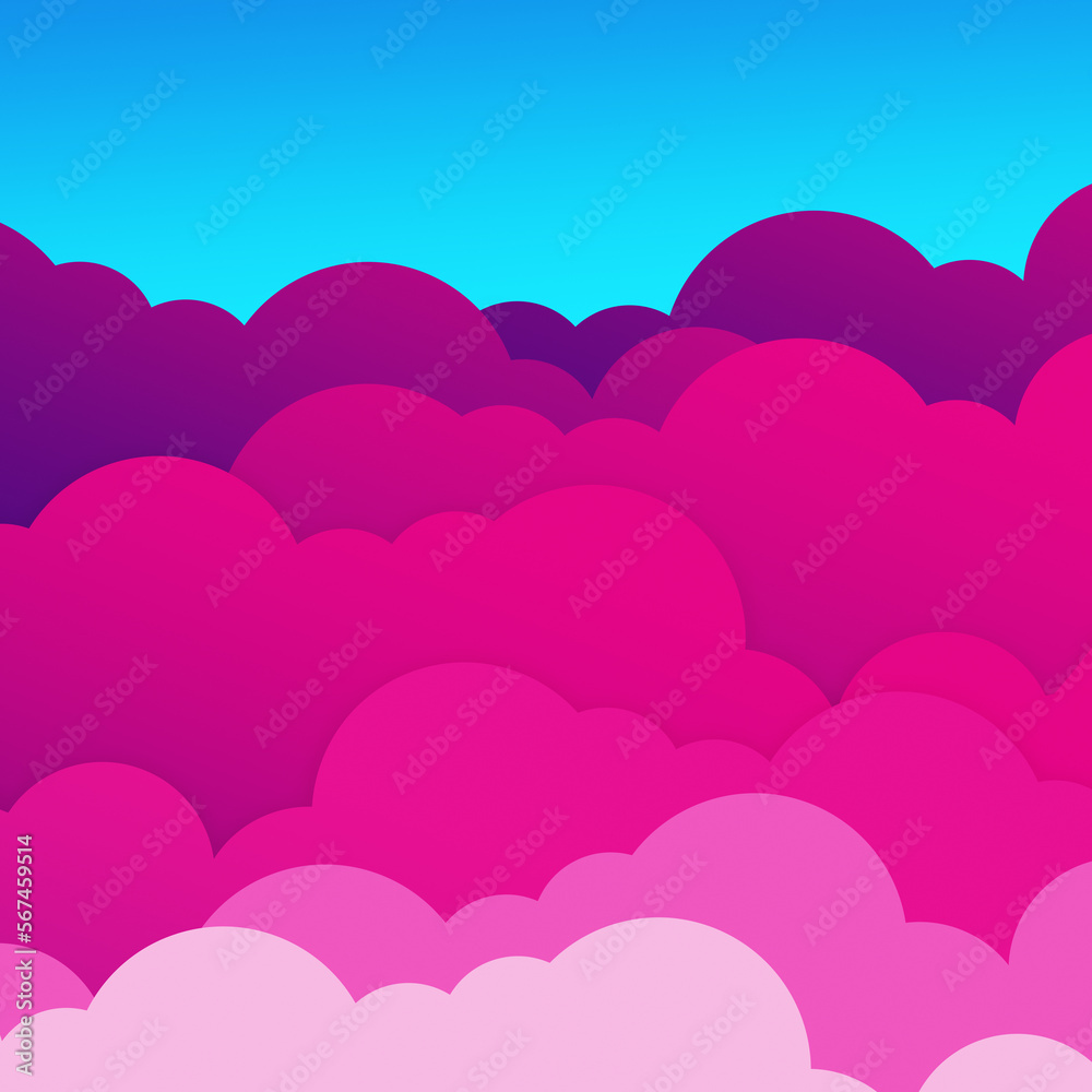 Purple clouds over blue sky abstract background