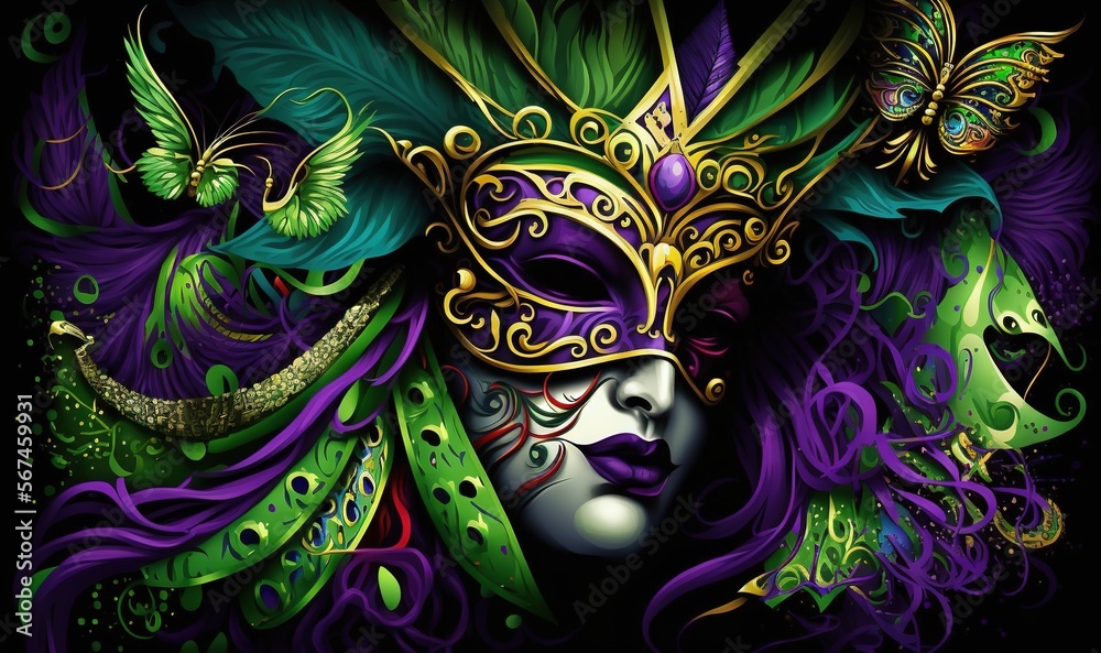 Carnaval Mardi Gras celebration Wallpaper illustration generative ai