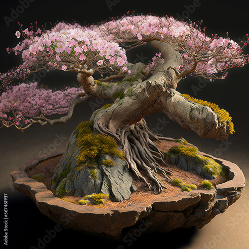 Bonzai cherry blossom tree - generated by Generative IA