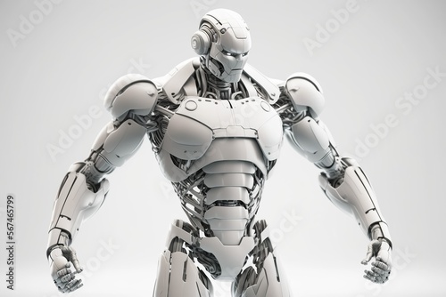 3D robot,white humanoid robot Thinking ,isolated white background,, Generative ai 