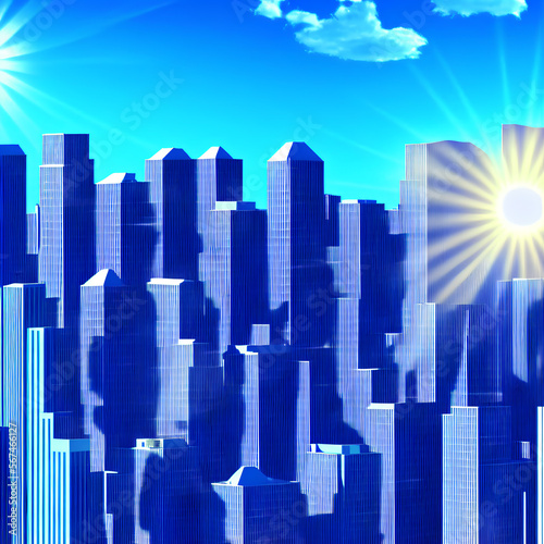 city in the sky   sun rise   illustration   background