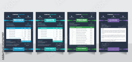 Creative business invoice quotation pricelist letterhead form design template vector