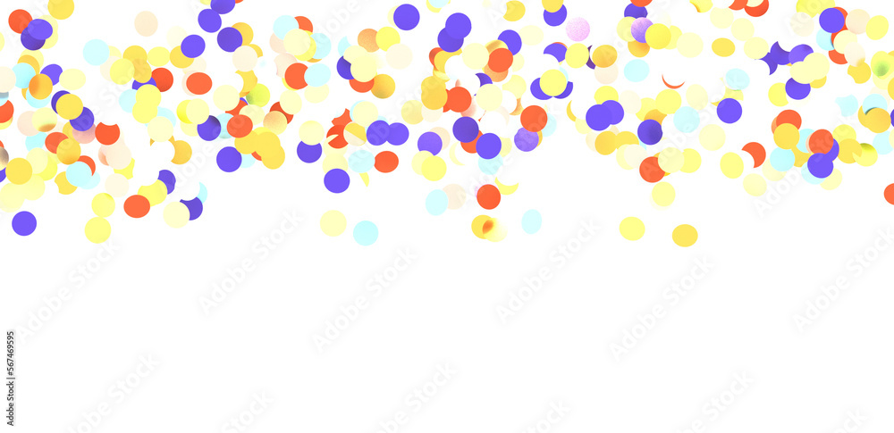 Multicolor confetti abstract background with a lot of falling pieces, isolated on a white background. Festive decorative tinsel element for design
