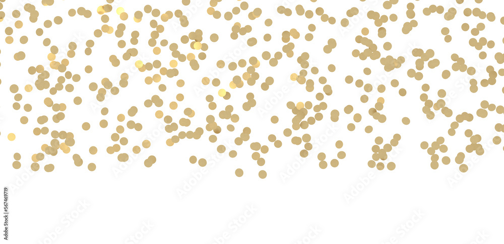 Gold confetti background, isolated on transparent background