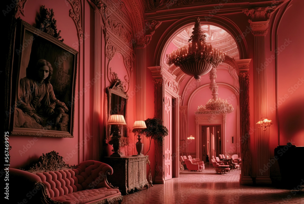 A beautiful pink room with an incredible architecture. A beautiful pink room with an incredible architecture.