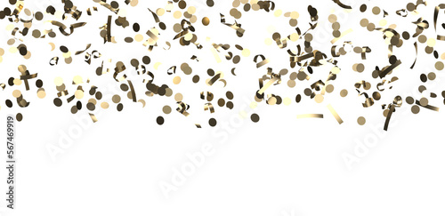 Glittering confetti on a transparent background. Holiday  birthday and Christmas decoration