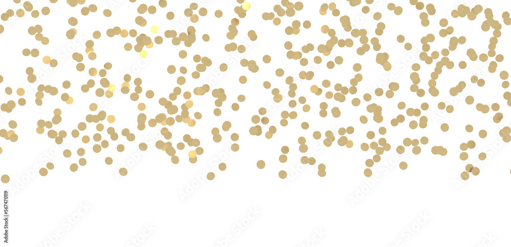 Gold confetti background, isolated on transparent background