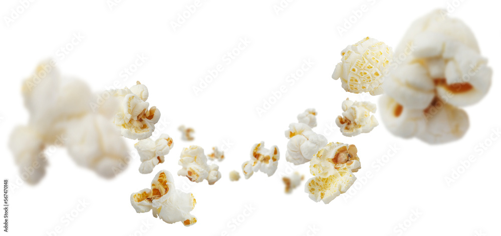 Flying delicious popcorn cut out - obrazy, fototapety, plakaty 