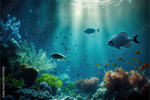 Sea or ocean underwater deep nature background © DarkKnight