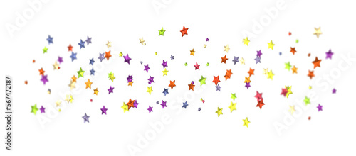 Banner with colour decoration. Festive border with falling glitter dust and stars.