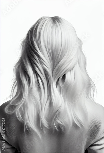 Beautiful woman hairstyle, back view.