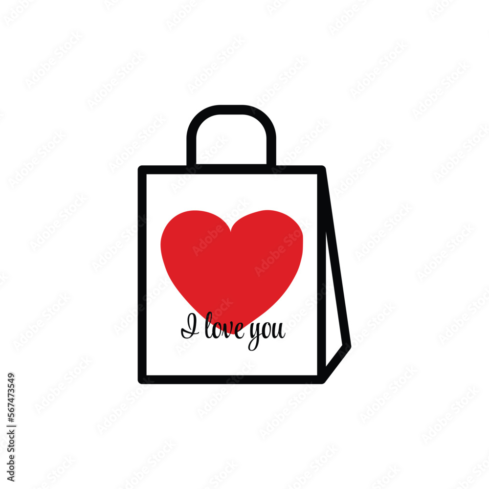 Gift bag, February 14 Valentine's Day, vector icon Gift bag, February 14 Valentine's Day, vector icon