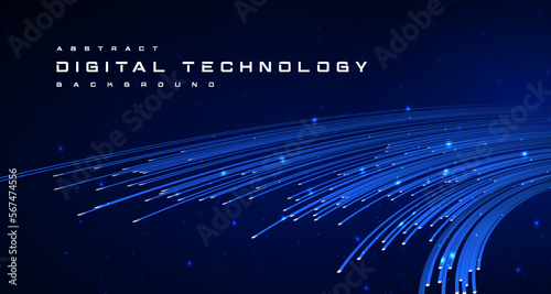Digital technology worldwide global network internet speed connection blue background, Abstract cyber tech futuristic, Ai big data, fiber optic 5g wireless wifi future, lines dots illustration vector