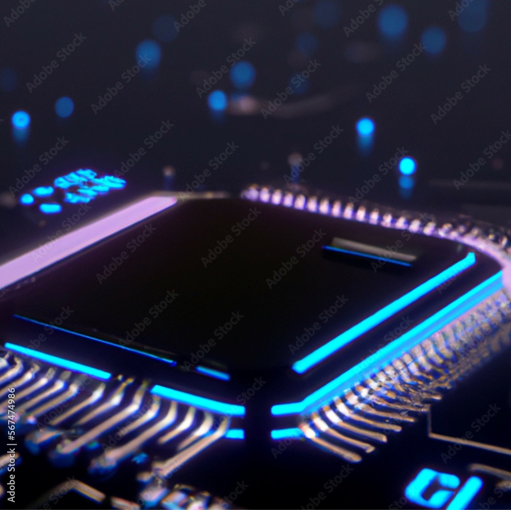 Technology, computer chip, neon lit, ai generated Technology, computer chip, neon lit, ai generated