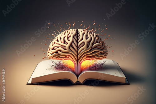 open book with brain coming out
