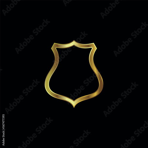 Gold Color Shield Secure Protection Icon Vector Template
