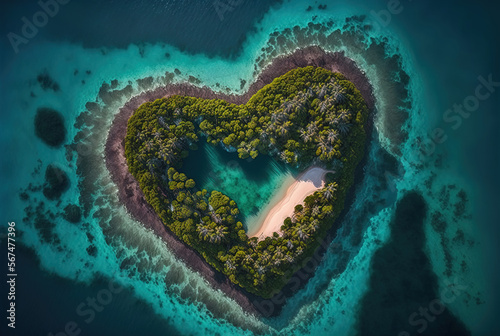 An island heart for all the lovers or for the Valentine's day