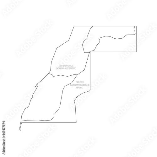 Western Sahara map of land divided by Moroccan Wall