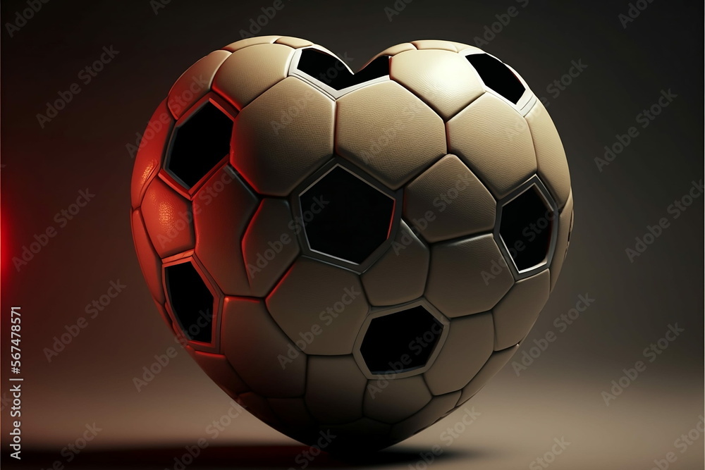 Naklejka premium Heart Shaped Football/Soccer Ball