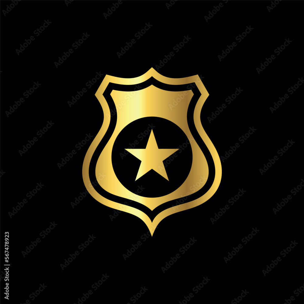 Gold Color shield police star icon vector template