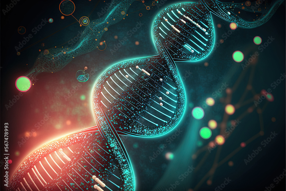 DNA molecules, 3d illustration of rotating DNA glowing molecule DNA molecules, 3d illustration of rotating DNA glowing molecule