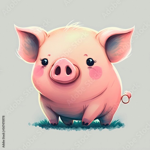 Little pretty pig, cartoon character, concept art. photo