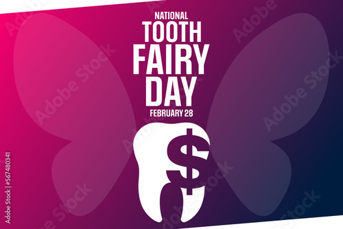 National Tooth Fairy Day. February 28. Vector illustration. Holiday poster.