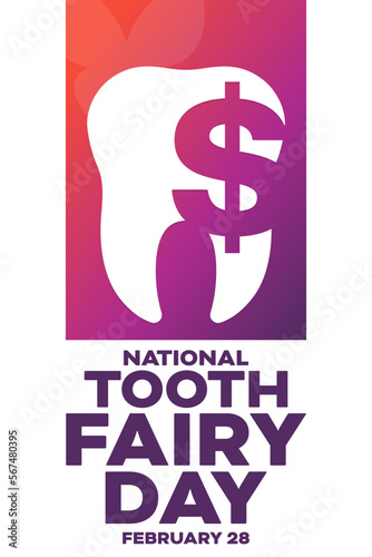 National Tooth Fairy Day. February 28. Vector illustration. Holiday poster.